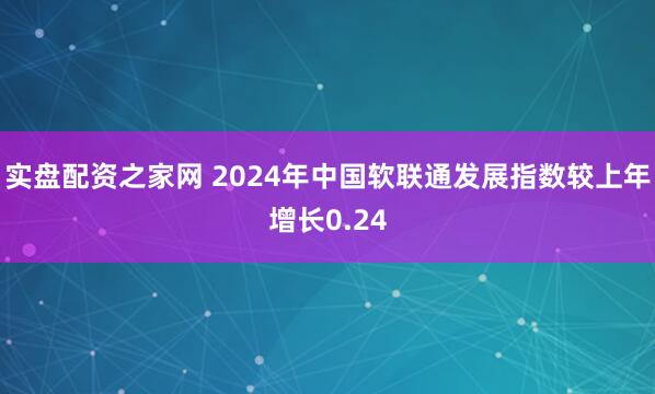 实盘配资之家网 2024年中国软联通发展指数较上年增长0.24